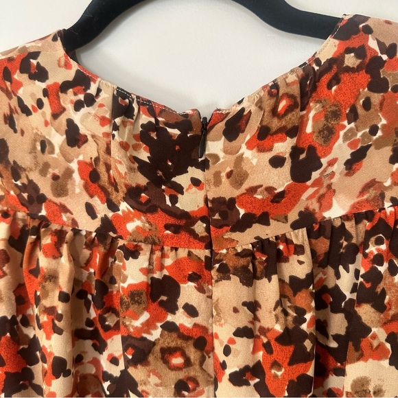 Victor Alfaro Collective Blouse Brown Painted Floral Peplum Top Size XS - Picture 9 of 13